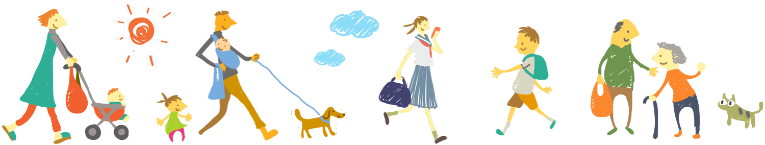 さまざまな家族が暮らす街のイラスト